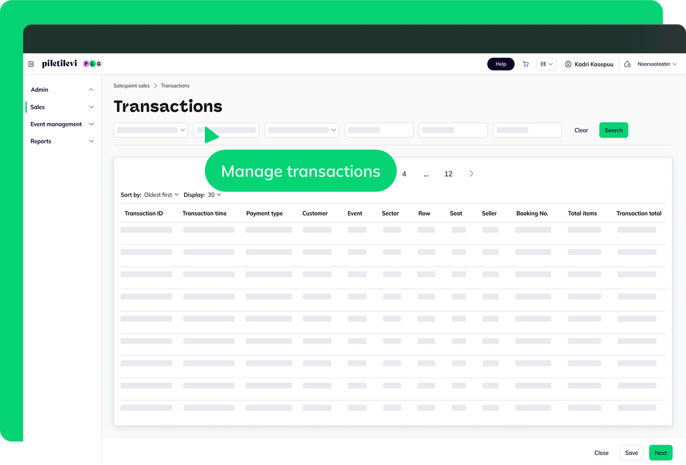 Monitor sales in real time